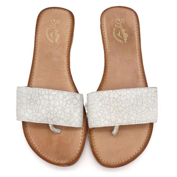 Seychelles Smooth Operator Dress Flat Sandal in White Crackle Leather Size 7.5 - Picture 4 of 16